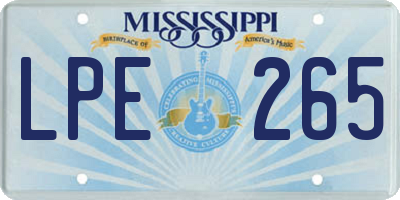 MS license plate LPE265