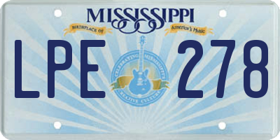 MS license plate LPE278