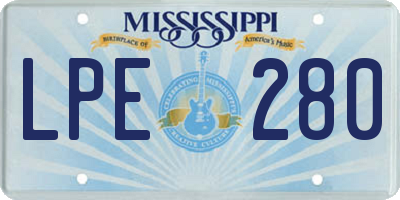 MS license plate LPE280