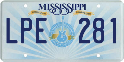 MS license plate LPE281