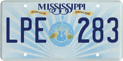 MS license plate LPE283