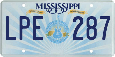 MS license plate LPE287