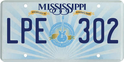 MS license plate LPE302