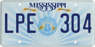 MS license plate LPE304