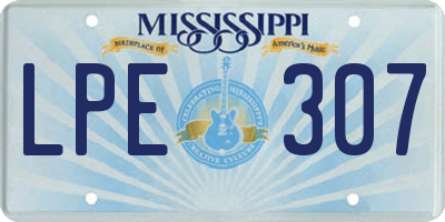 MS license plate LPE307