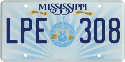 MS license plate LPE308