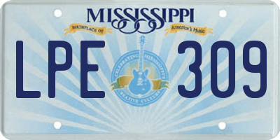 MS license plate LPE309