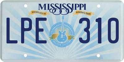 MS license plate LPE310