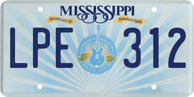 MS license plate LPE312