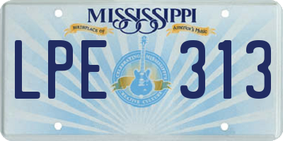 MS license plate LPE313