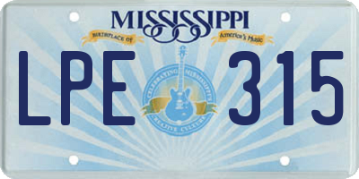 MS license plate LPE315