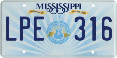 MS license plate LPE316