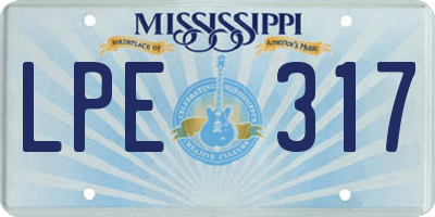 MS license plate LPE317