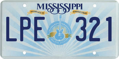 MS license plate LPE321