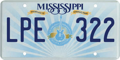 MS license plate LPE322