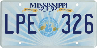 MS license plate LPE326