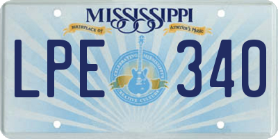MS license plate LPE340
