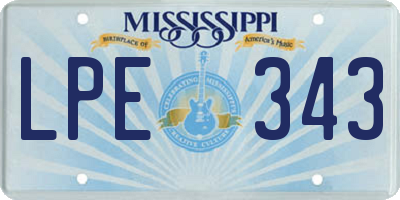 MS license plate LPE343