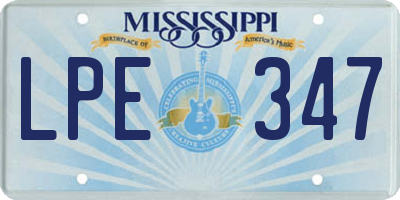 MS license plate LPE347