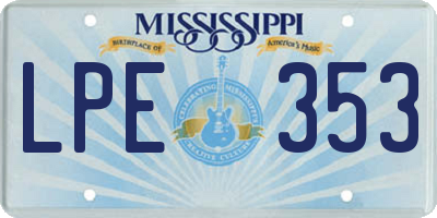 MS license plate LPE353