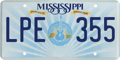 MS license plate LPE355