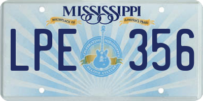 MS license plate LPE356
