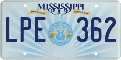 MS license plate LPE362