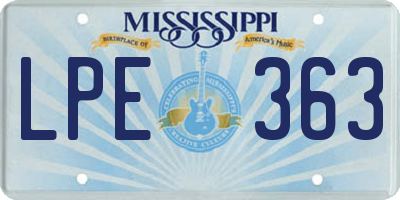 MS license plate LPE363