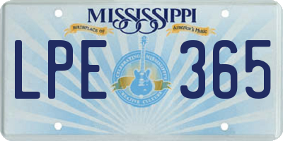 MS license plate LPE365