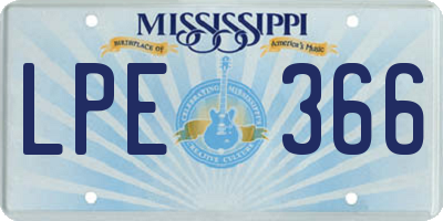 MS license plate LPE366