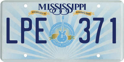 MS license plate LPE371