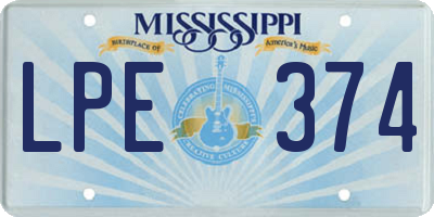 MS license plate LPE374