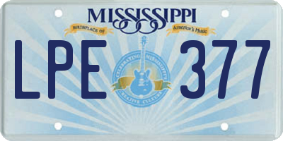 MS license plate LPE377