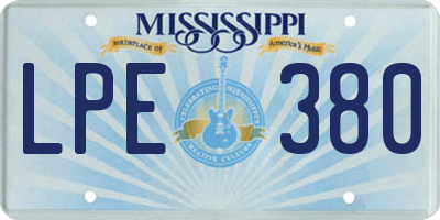MS license plate LPE380