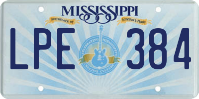 MS license plate LPE384