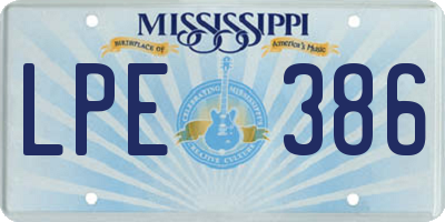 MS license plate LPE386