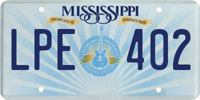 MS license plate LPE402