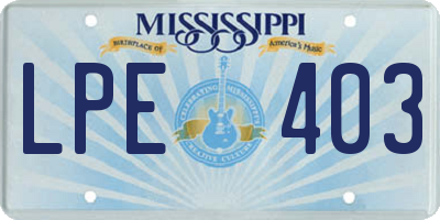 MS license plate LPE403