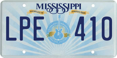 MS license plate LPE410