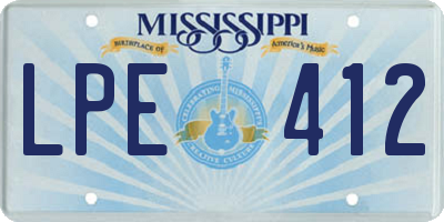 MS license plate LPE412