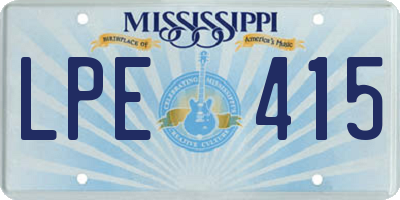 MS license plate LPE415