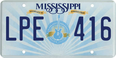 MS license plate LPE416