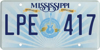 MS license plate LPE417