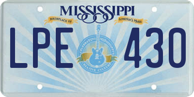 MS license plate LPE430