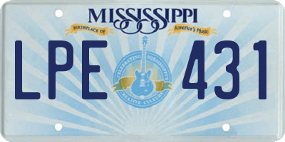 MS license plate LPE431