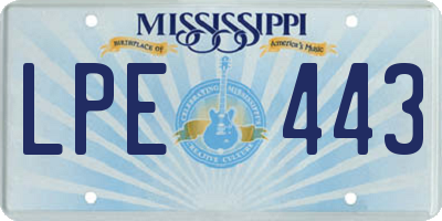 MS license plate LPE443