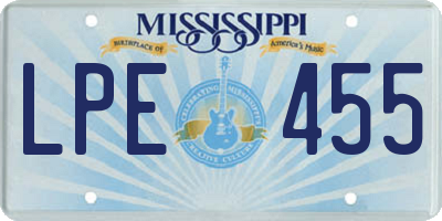 MS license plate LPE455