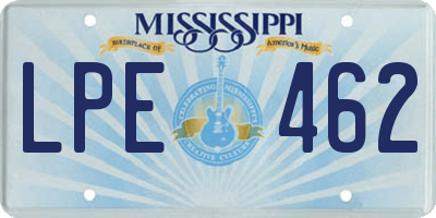 MS license plate LPE462