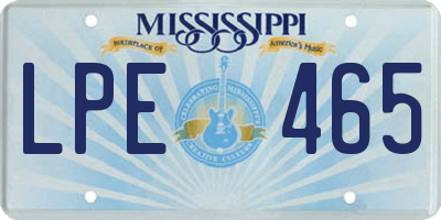 MS license plate LPE465