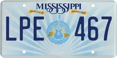 MS license plate LPE467